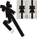 6 Pieces Cabinet Bows Large Black Velvet Ribbons Cabinet Door Bows for Thanksgiving Fall Haloween Christmas Party (Black)