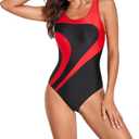 Womens Athletic One Piece Swimsuit Racerback Competitive Training Bathing Suit (L)