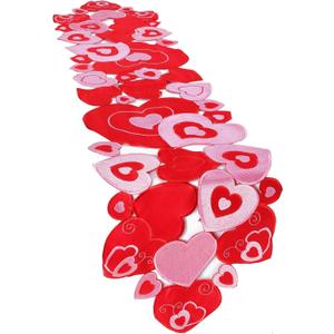 Embroidered Valentine Day Table Runner Love Heart Table Runner 15.7 x 68.9 Inch Valentines Decorations Heart Valentines Cover for Sweetest Day Wedding Decor(Red and Pink)