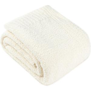 PAVILIA Super Soft Throw Blanket for Couch, Fluffy Cozy Lightweight Cream Blanket, Large Fuzzy Warm Knit Blanket for Bed Sofa, Beige, 60x80