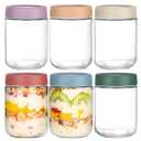 Artcochan Overnight Oats Containers with Lids 16 oz Glass Jars 6 Pack Glass Mason Jars with Airtight Lids, Perfect for Oats, Yogurt, Chia Pudding, Snack