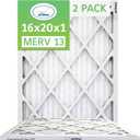 16x20x1 Air Filter MERV 13 (2-Pack) TRION Air Bear Pleated HVAC Air Filters Replacement (Actual Size: 15.50 x 19.50 x 0.75 Inches)