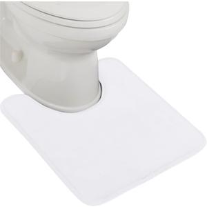GORILLA GRIP Thick Memory Foam Toilet Rug for Bathroom, U Shaped Washable, Soft Absorbent Velvet Topside Floor Mats, Machine Wash, Cushioned Luxury Rugs for Bathroom, 22.5 x 19.5, White