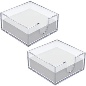 2PCS Acrylic Napkin Holder, 5.3 x 5.3 inch Clear Hand Towel Holder for Bathroom Kitchen Dining Room, Square Guest Towel Holders, Countertop Paper Towels Dispenser, Tissue Box Holders