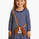 HILEELANG Toddler Girl Long Sleeve Dress Cotton Casual Jersey Shirt Playwear Applique Dress 5Y