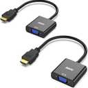 BENFEI HDMI to VGA 2 Pack, Gold-Plated HDMI to VGA Adapter (Male to Female) for Computer, Desktop, Laptop, PC, Monitor, Projector, HDTV, Chromebook, Raspberry Pi, Roku, Xbox and More - Black
