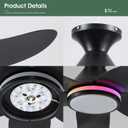 46" Ceiling Fans with Lights Remote/APP Control, Low Profile Ceiling Fans with Dimmable White Colors+Ring RGB Lights, 6 Speeds 5 Reversible Curved Blades for Kids Room Bedroom Living Room Bar, Black