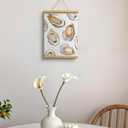 VIYYIEA Wooden Framed Canvas Wall Art Prints, Oysters Portable Hanging Posters, Summer Wall Decor Paintings Picture, Suit for Home Kitchen Office Living room Bedroom Bathroom - 16L x 12W