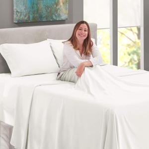 Nesti Oueen Size 4 Piece Bed Sheet Set, 
Microfiber, Cooling, Hotel Luxury, Soft, Breathable, Wrinkle-Free, Easy to Care, White