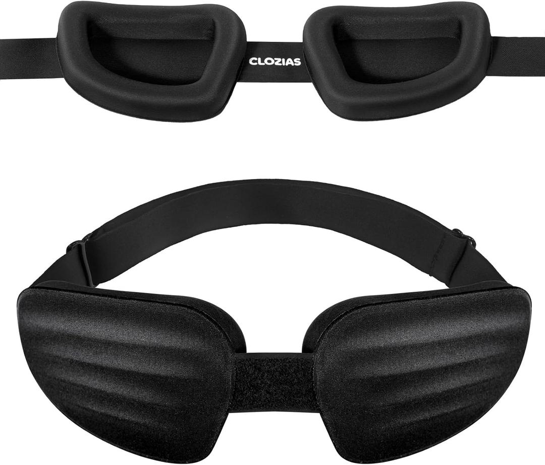 CLOZIA Sleep Mask for Men Women, Adjustable Hydrating Dry Eye Mask, 100% Blocking Eye Masks for Sleep, Soft Comfortable for Travel & Shift Work, Black