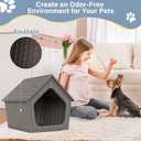 Bifanuo Dog House Outdoor Indoor for Small Dogs - Plastic Pet Shelter, Easy-Assemble & Weather-Resistant for Living Room, Balcony (Grey, 18" L x 22.4" W x 22.2" H)