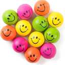 Neliblu Neon Smile Stress Balls for Adults and Kids - Foam Squeeze Ball for Relaxation and Fun - Pack of 12 Happy Face 2.5-Inch Squeeze Balls - Ideal for Parties, Therapy, and Toys