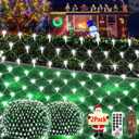 KNONEW 2-Pack 360 LEDs Christmas Net Lights 13ft x 6.6ft Outdoor Mesh Lights Connectable Waterproof 8 Modes & Timer Plug-in Net Fairy Light for Bushes Garden Party Wedding Holiday,Cool White