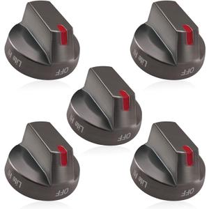 Upgraded Samsung Stove Knobs - Black Stainless Steel, Gas Stove & Oven Knobs Replacements (5Pack) Compatible with NX58M6850SG, NX58J7750SG, NX58J5600SG, NX58K7850SG