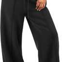 Womens Wide Leg Sweatpants Fleece Lined Baggy Pants Drawstring Athletic Joggers Fashion Winter Outfits (Large, Black)