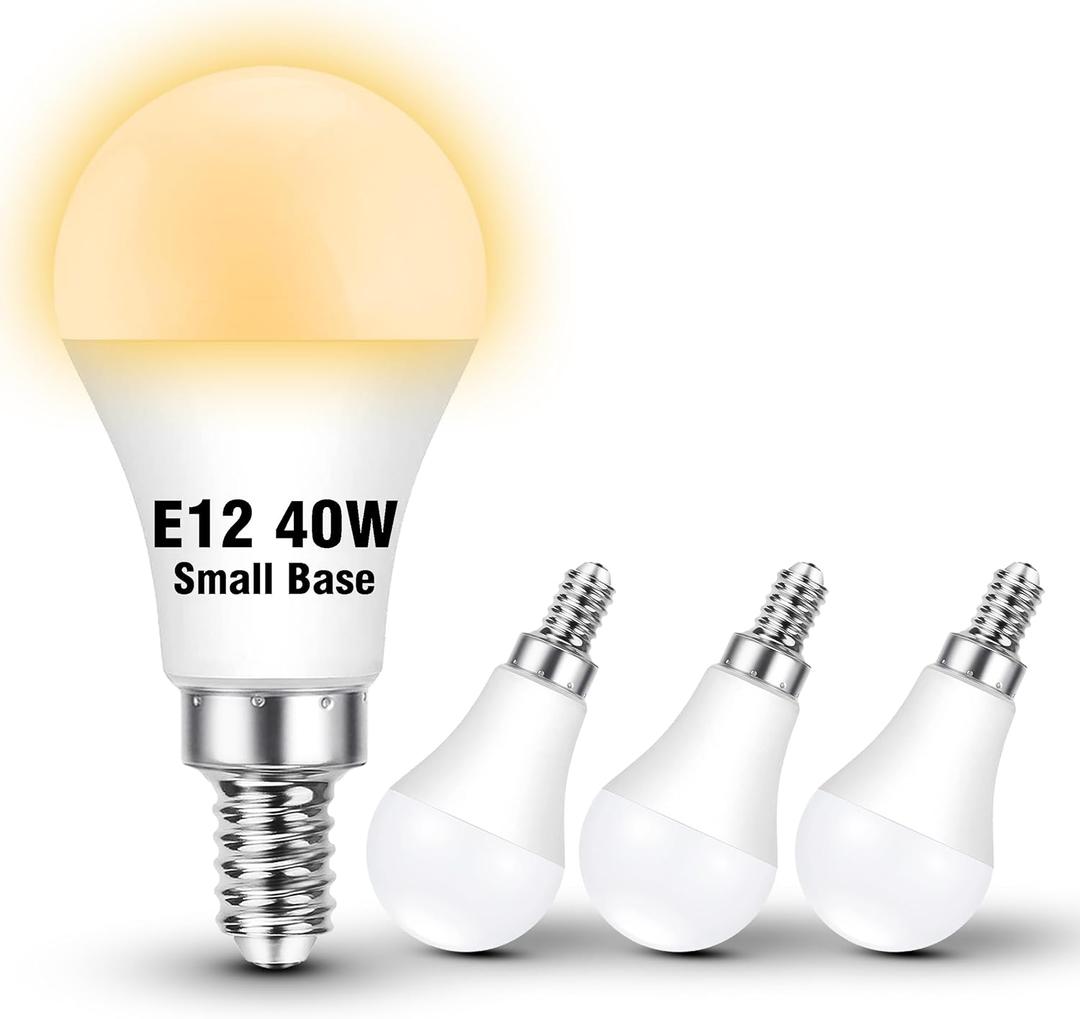 E12 Candelabra LED Light Bulbs 40Watt Equivalent 2700K Warm White, 4W 450LM C7, E12 Small Screw Base Globe Shape Bulbs for Night Light Chandelier Pendant Ceiling Fan Lighting, Non-Dimmable, 4 Pack