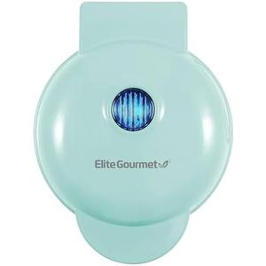 Elite Gourmet EWM015M# Electric Nonstick 4.5-inch Mini Waffle Maker, Belgian Waffles, Compact Design, Hash Browns, Keto, Snacks, Sandwich, Eggs, Easy to Clean, Mint