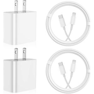 2 x iPhone Fast Charger 4Pack [Apple MFi Certified] 2 pcs Apple Type C Wall Charger Block with 2 pcs 6FT Long USB C to Lightning Cable Fast Charging Cord for iPhone 14 13 12 11 Pro Max/SE 2022/ipad