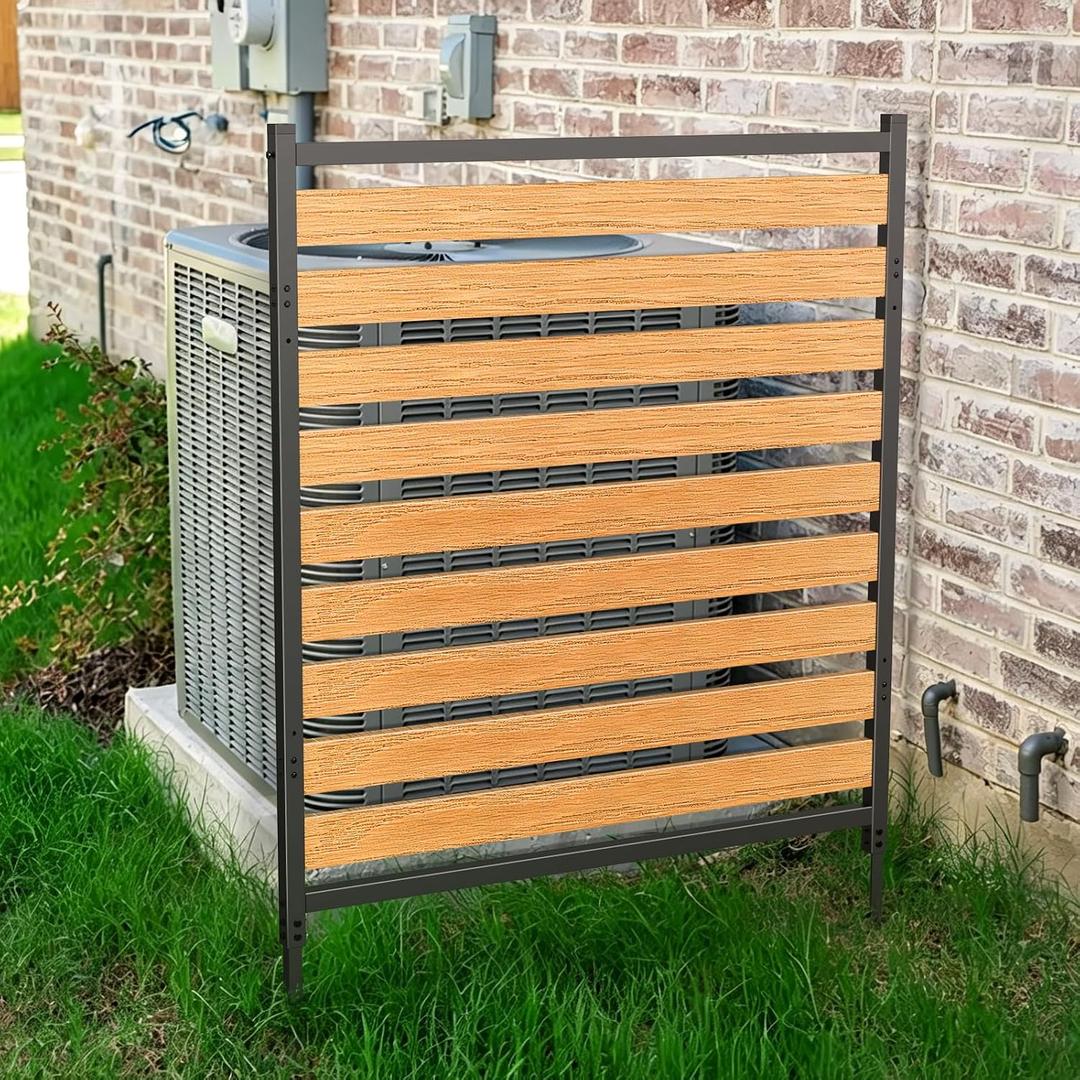 Metal Air Conditioner Fence 1 Panels - 40.27" W x 54.6" H Outdoor Privacy Screen, No Dig Wooden Privacy Screen for AC Unit, Trash Can, Pool Equipment, Yard Garden