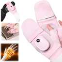 Heated Gloves for Women, Upgraded Smart Thermostatic Electric Heated Fingerless Gloves Rechargeable for Women Men, Winter Hand Warmer for Work Cycling Skiing Outdoor Snow (Pink)