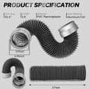 3FT Dryer Vent Hose 4 Inch, Heavy Duty 6-Layer Flexible Aluminum Dryer Duct with Rubber Seal Connectors, Heat Resistant Easy-Install Dryer Exhaust Hose for Tight Spaces, Universal Dryer Vent Kit
