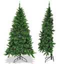GOFLAME 5ft Prelit Christmas Half Tree, Artificial Half-Shape Christmas Tree with Premium PVC Needles and Sturdy Metal Stand, 8 Flashing Modes Christmas Trees, for Holiday Indoor Decoration