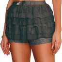 Ruffle Shorts Womens Bloomers Y2k Shorts Tiered Micro Booties Summer Women Ruffle Underwear Women, Black, Small