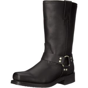 RIDETECS Mens 13in Harness Straps Heavy Duty Oiled Leather Motorcycle Boots, Black - Waterproof, Soft Toe, and Heel Motocross Boots For Men