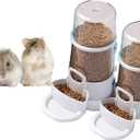 2 Packs Pet Feeder and Waterer, Self Dispensing Automatic Hamster Feeder, Food and Water Dispenser Set, Small Animal Dog Cat Pet Food Bowl, for Dogs Cats Pets Animals, 16x14cm, Blue (Clean)