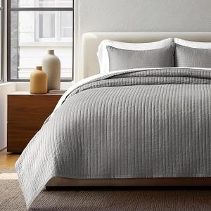EVERGRACEHOME Cotton Sateen Quilt Set, King Size, Fog Gray
100% Cotton, Channel Stitch Coverlet Bedspread, Pre-Washed Lightweight Soft Bedding Set for All Season, 3 Piece, with 2 Shams