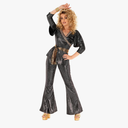 Morph Women's Disco Jumpsuit - 70s Disco Outfit for Women's Party Costume, S