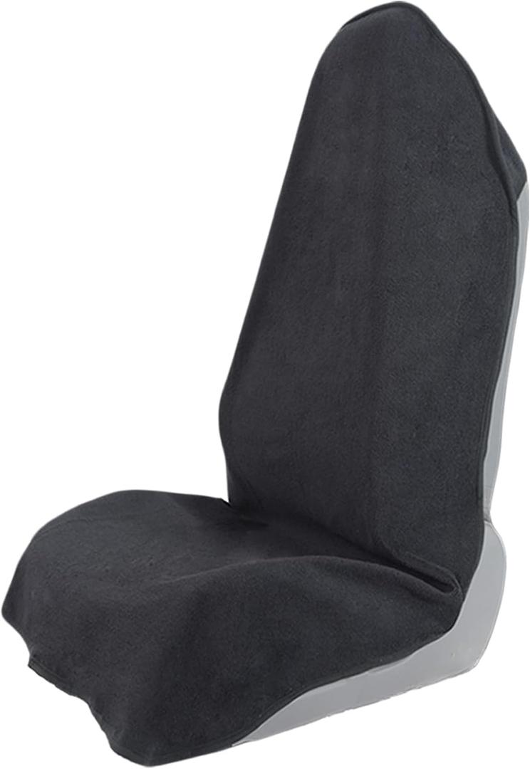 Towel Car Seat Covers - Super Absorbent Front Seat Protectors for Gym, Pets & Travel | Quick-Dry Towel Fabric | Universal Non-Slip Fit for Sedan, SUV, Truck (1 Pack Black)