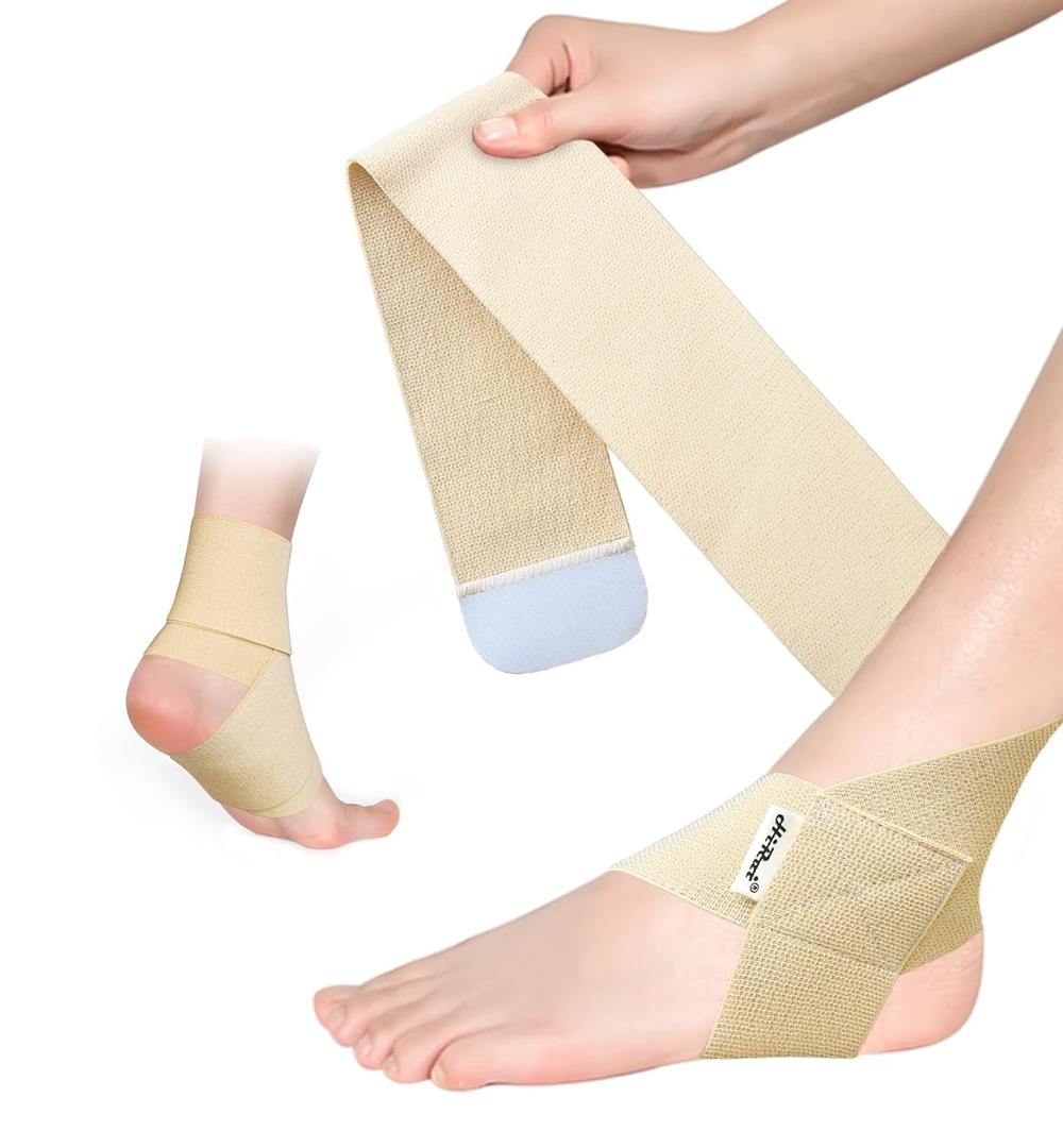 HiRui Ankle Support Brace for Men & Women, Adjustable Compression Strap for Sprains, Plantar Fasciitis, Achilles Tendonitis, Running, Workout, Sports  Fits Left & Right Foot (1, Khaki, Medium)