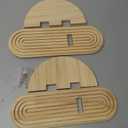 2 Pack Boho Shelf Wall Decor - Handmade Solid Wood Floating Shelves Rainbow Arch Trinket Storage Rack Wall Decor for Bedroom Living Room Nursery Bathroom (1 Beige)