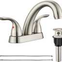 2 Handle Bathroom Sink Faucet, with Pop up Drain & Supply Lines, 4 Inch Centerset Brushed Nickel Faucet for Lavatory Bathroom Sink, Professional Modern Vessel Deck Mount Vanity rv Faucet