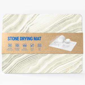Stone Dish Drying Mat for Kitchen Super Absorbent Fast Drying Counter Marble Stone Mat Kitchen 15.7x11.8 in (YELLOW)