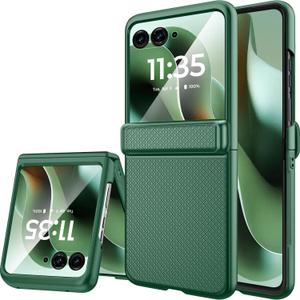 Miimall Slim for 2025 Moto Razr Ultra Case Hinge Protection,[Screen Protector][Military Grade Shockproof] Hard Rugged Heavy Duty Full Body Grip Non-Slip Cover,Razr Ultra 2025 Phone Case Hinge,Green