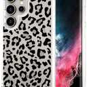 Hungo Galaxy S24 Ultra Case Leopard Cheetah Cute Clear Design, Girly for Women Girls Floral Transparent Case Compatible with Samsung Galaxy S24 Ultra Leopard Cheetah Print