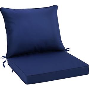 PLTCAT All-Weather Comfort Deep Seat Cushions, Fade-Resistant Patio Chair Cushion Set (Navy Blue, 24" x 24" + 24" x 20") with Removable Cover for Pation Furniture
