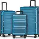 KYME Luggage Sets 3 Piece Hard Shell 22in/26in/30in Suitcases with Wheels Hardside Suitcase Set with TSA Lock Travel Rolling Luggage Set for Women Men Blue