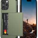 Nvollnoe Compatible with iPhone 16 Pro Max Case with Card Holder Dual Layer Heavy Duty Protective Shockproof Hidden Card Slot Slim Wallet Phone Cover for Women&Men 6.9 inch(Green)