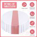 Tudomro 8 Pcs White and Rose Gold Round Plastic Tablecloth and Satin Table Runner Set 84 Inch Round Covers 12 x 108 Inch Table Runners for Wedding Birthday Party Baby Shower Anniversary