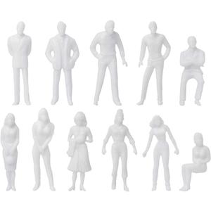 DS. DISTINCTIVE STYLE 50Pcs 1/4 Scale Figures Unpainted Assorted Poses Miniature 1:50 Scale Model People for Christmas Village Decor Architectural Layout Project O Scale Model Trains Railroads