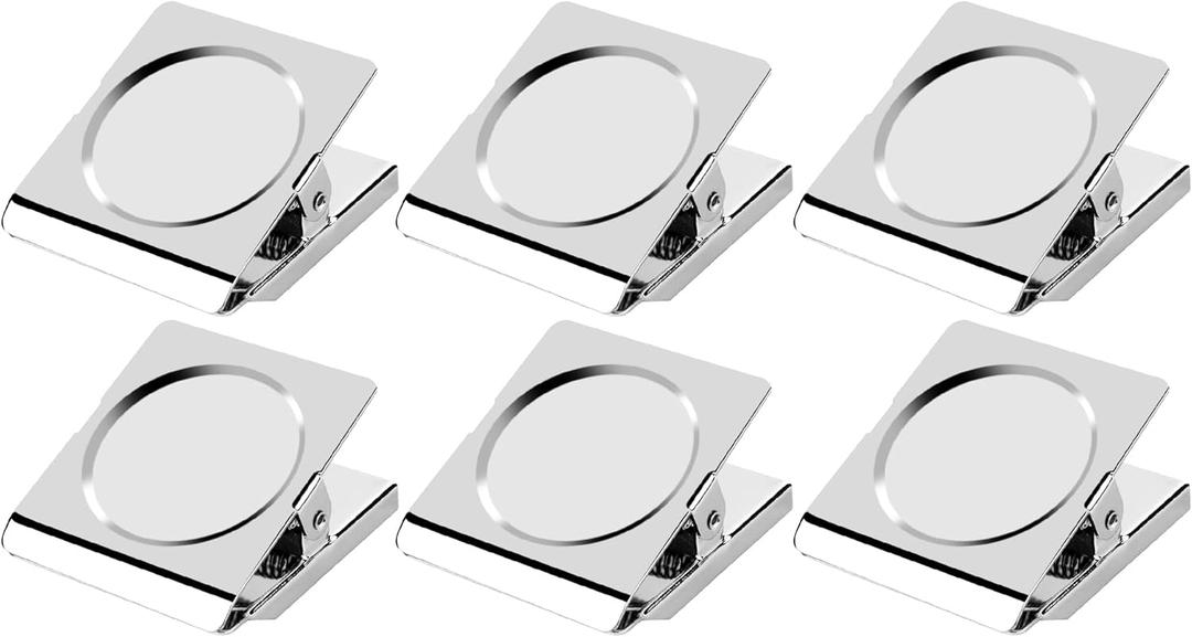 Magnetic Clips, 2.12 inches Heavy Duty Metal Magnet Clips for Hanging, 6 Pack Extra Strong Large Magnetic Clip for Whiteboard, Classroom, Office