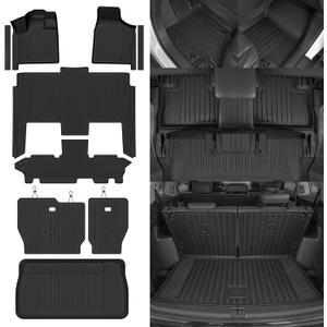 Custom Fit Floor Mats for 2011-2021 Dodge Grand Caravan 7 Seat | All Weather TPE Floor Liners & Trunk Mat & Backrest Protectors & Door Sill Guard | Odorless Full Set Interior Accessories, Grand Caravan 7 Seat|2011-2021