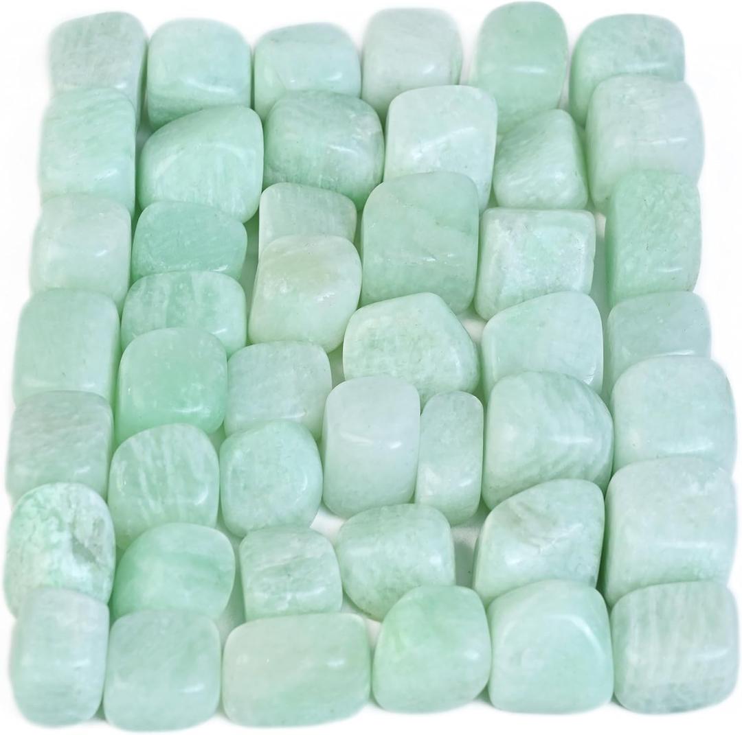 Crocon 1LB Amazonite Tumbled Stones and Crystals bulk 2000+ Carats Natural Crystal Kit for Reiki Healing Crystal Polished, Tumble Stones, Chakra Balancing, Reiki Gift, Home Decor Size : 20-25 mm (1 Pound)