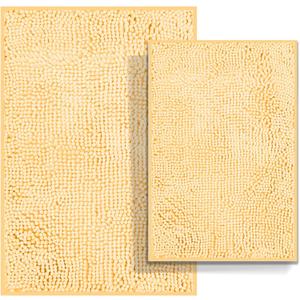 Bathroom Rugs Set 2 Piece Bathroom Sets Bath Rugs Non Slip Bath Mats for Bathrooms, Thick Soft Chenille Bathroom Mats, Bathtub Mats, Ultra Absorbent Bath Carpet, Shaggy Bathrooms Floor Mat, Cream