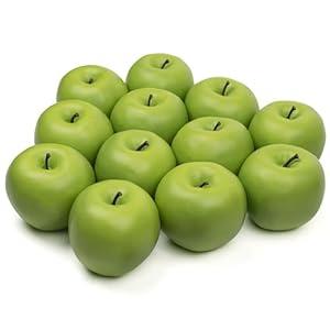 WangLaap 12 Pcs 3inch Green Fake Apples Decoration Artificial Apples Fake Fruits for Home Kitchen Decoration (Green)