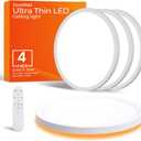 4Pack Dimmable LED Flush Mount Ceiling Light with Remote, 12 Inch 24W, 2000K Night Light & Color Adjustable (3000K-6500K), Super Slim Bedroom Kitchen Light, Easy Installation Wired Fixture, White