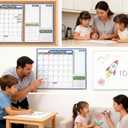 Magnetic Dry Erase Calendar Whiteboard Set  Monthly Weekly Planner, Habit Tracker, Grid & Blank Boards with 7 Markers & Eraser, Fridge Magnet Organizer for Home & Office Gift